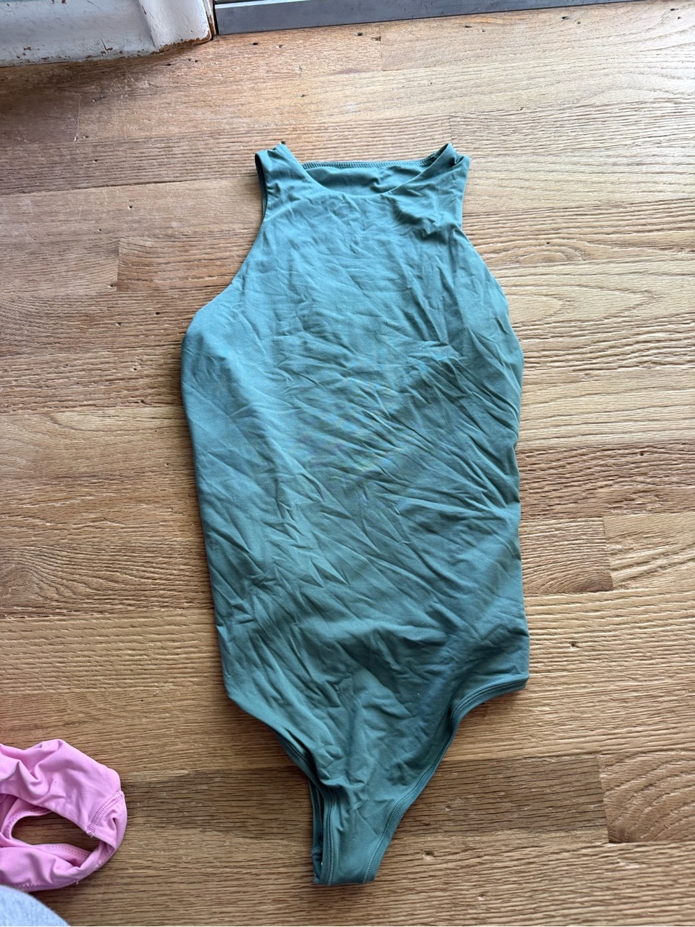 PINK Victoria's Secret High-Neck Bodysuit in Sage Green